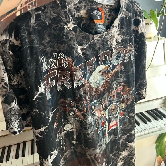 Vintage Rock Eagle Freedom Bikers Shirt Xl Black Tie Dye Biker Motto Graphic 90s - Picture 14 of 16